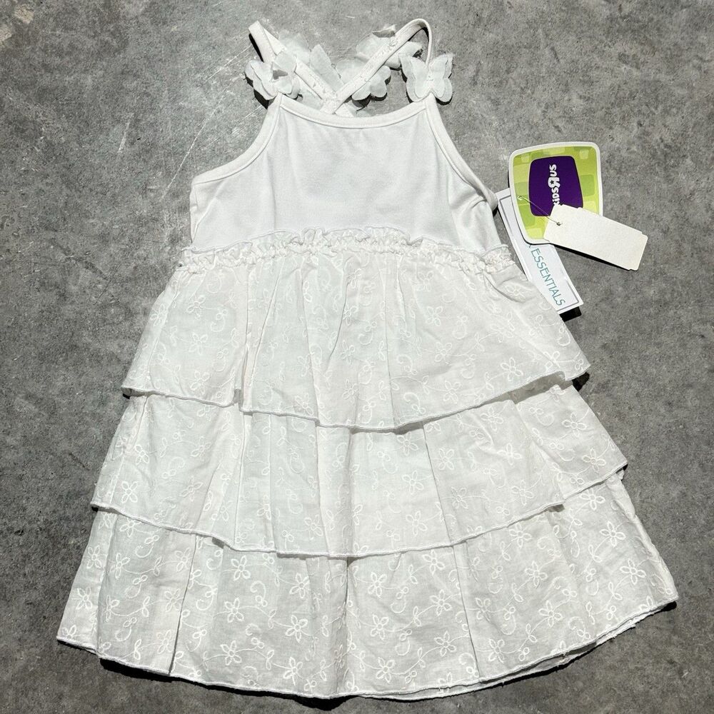 KidRUs Dress Girls 2T Toddler White Sun Cotton Layered Floral